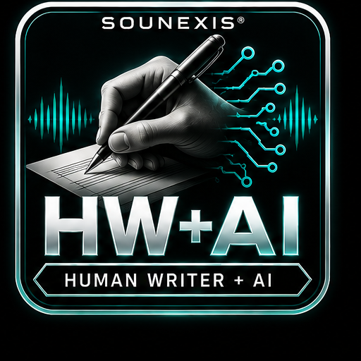 Sounexis HW+AI label — Human Writer + AI