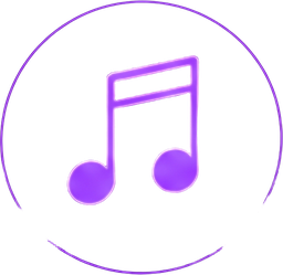 Purple neon music note with sound wave bars representing a single song upload