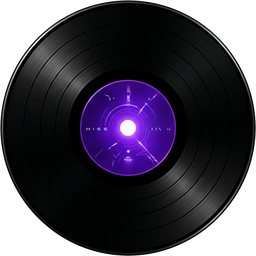 Black vinyl record with purple label representing an album upload